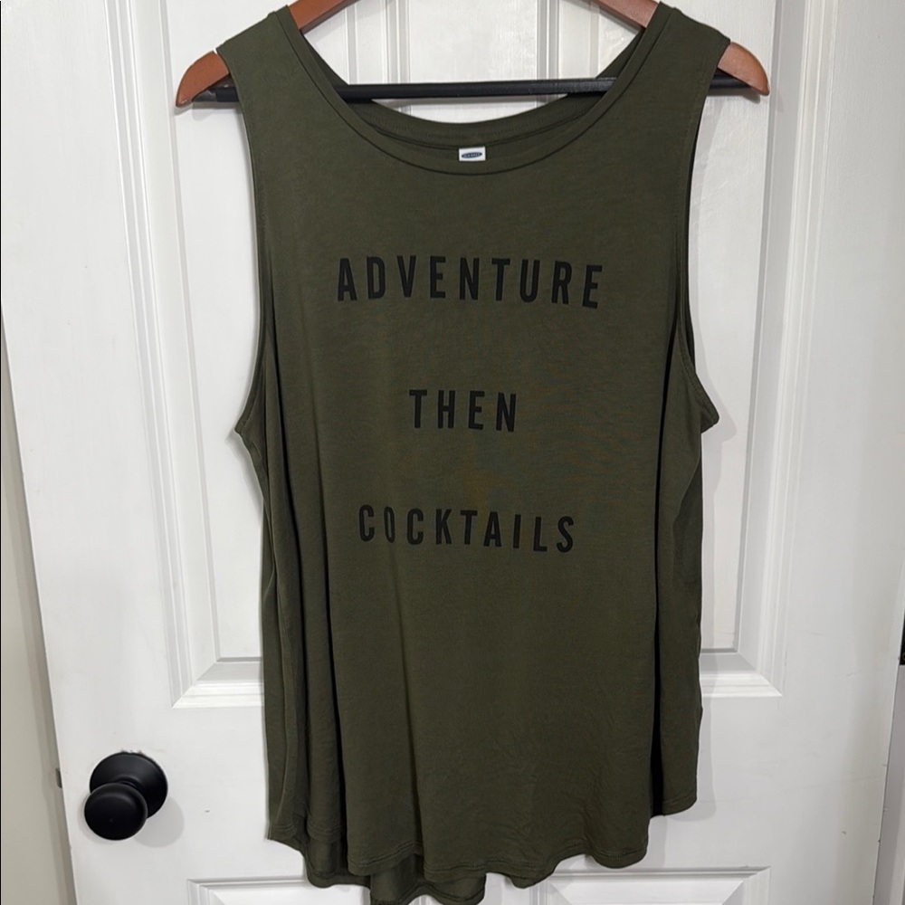 Old Navy Green Muscle Tee Adventure Print